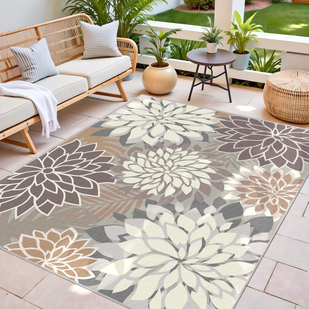 Arenarug Outdoor Rug Waterproof, Washable Patio Rug for Deck, 6x9, Taupe thumbnail 3