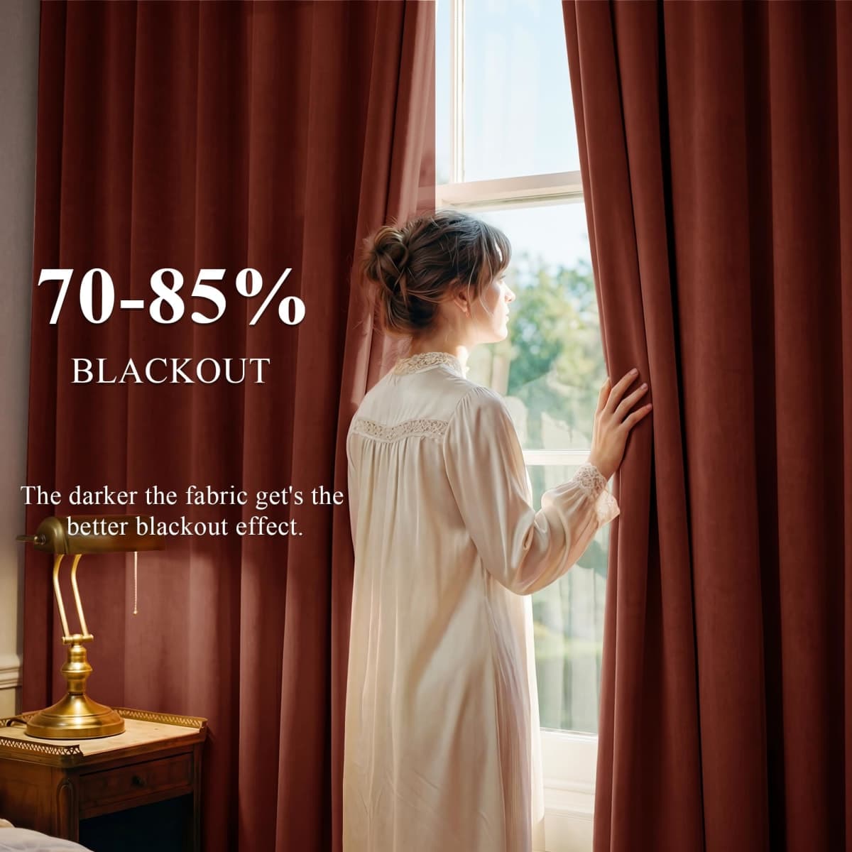 StangH Rust Red Theater Curtains, 120 inches Light Blocking Thermal Insulated Window Drapes for Living Room Privacy Room Divider Curtains, W52 x L120, 2 Panels thumbnail 3