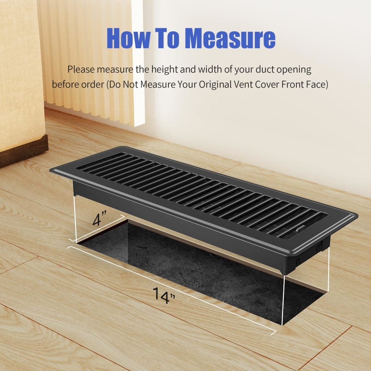 4x14 Floor Register, 6 Pack Vent Covers for Home Floor and Sidewall, Black thumbnail 2