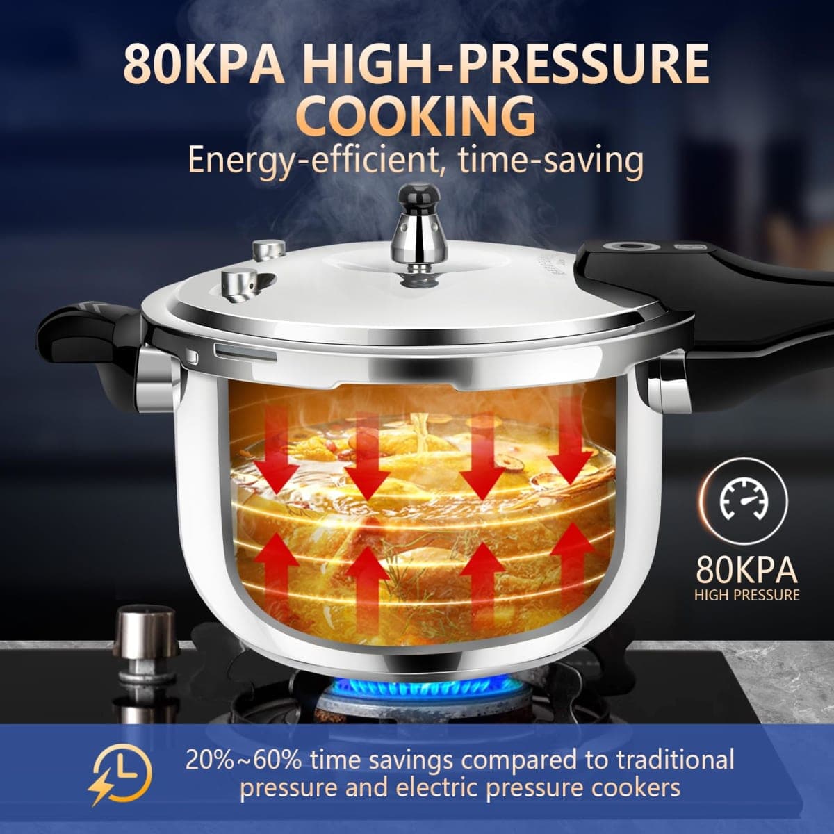 12quart Stainless Steel Pressure Cooker, All Stovetops Induction Compatible, Cooking Pressure Cooker 12+qt，pressure pot ， large olla de presion, stainless steel pressure cooker for canning12+ quart thumbnail 4