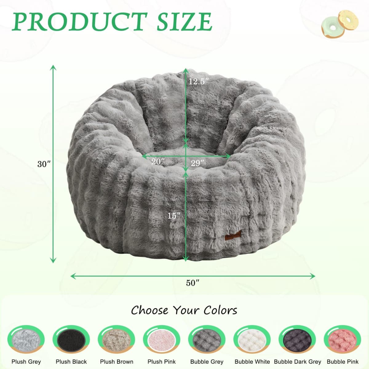 Hobestluk Medium Beanbag Chairs Donut-Shaped Plush Couch Sofa Furniture thumbnail 2