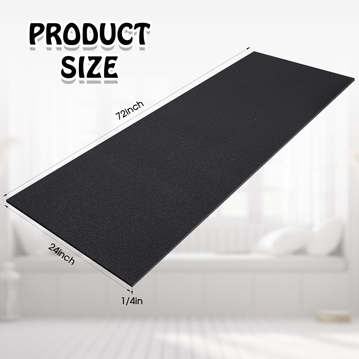 Amylove 1 Pack Upholstery Foam Sheet, 1/4" X 24" X 72",Black thumbnail 2