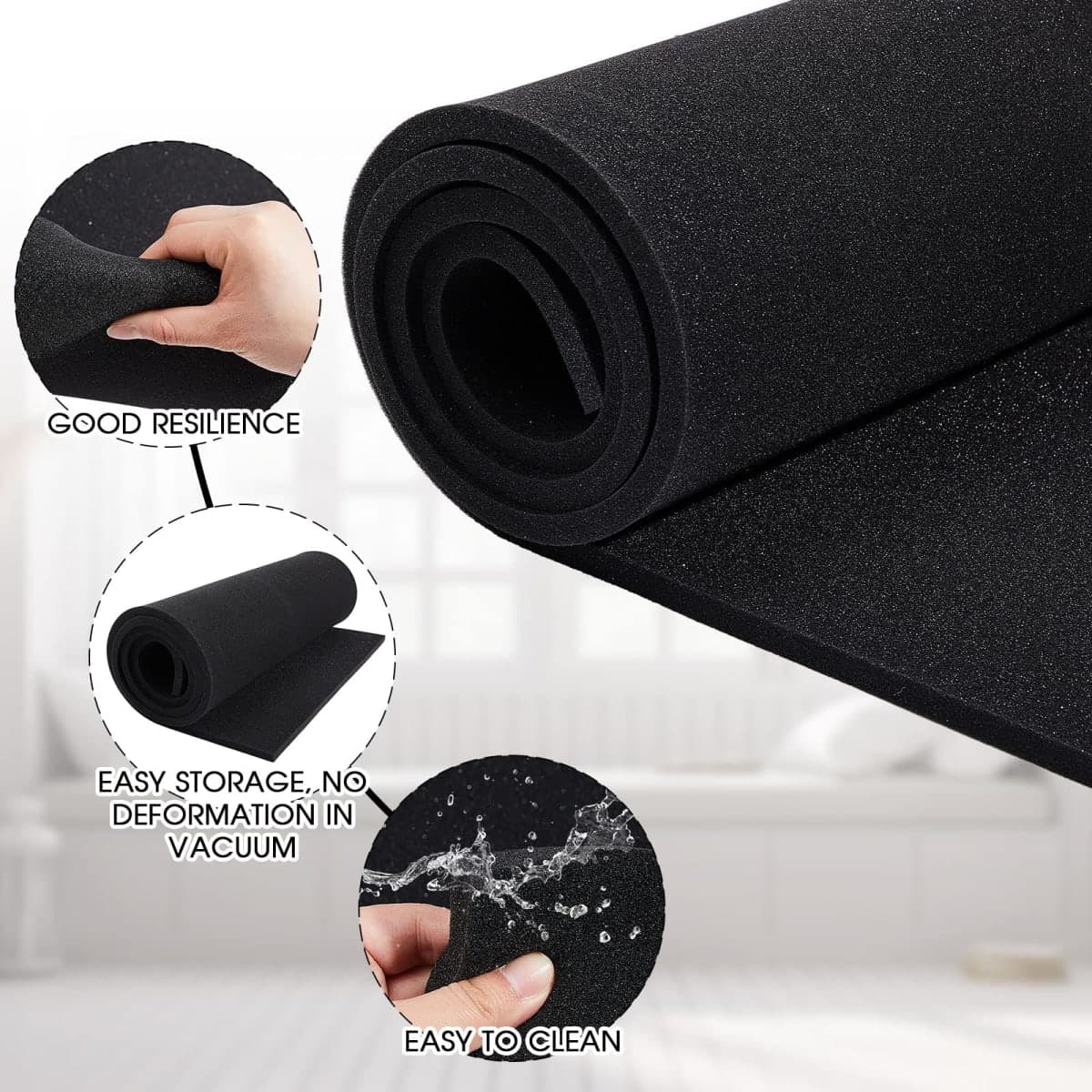 Amylove 1 Pack Upholstery Foam Sheet, 1/4" X 24" X 72",Black thumbnail 3
