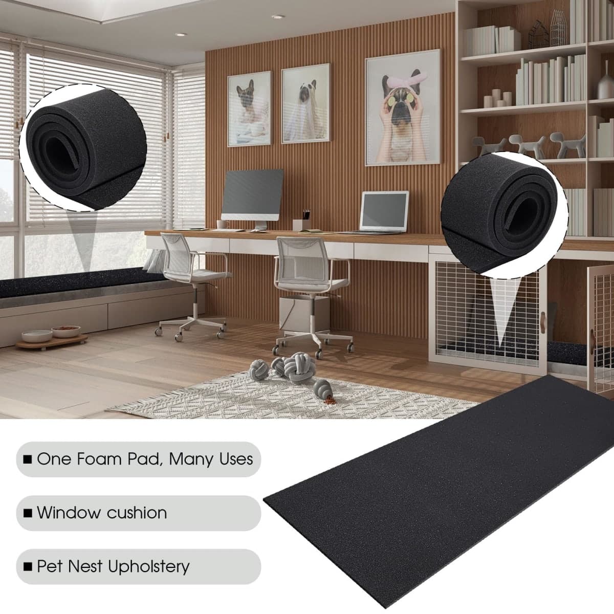 Amylove 1 Pack Upholstery Foam Sheet, 1/4" X 24" X 72",Black thumbnail 5