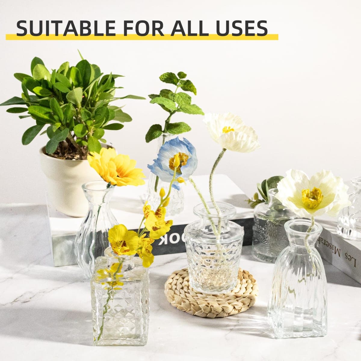 UMEIED 24 Pack Glass Bud Vases in Bulk for Centerpieces, Clear Vintage Decorative Small Vases for Flowers, Wedding Rustic Home Table Decor (Clear) thumbnail 5
