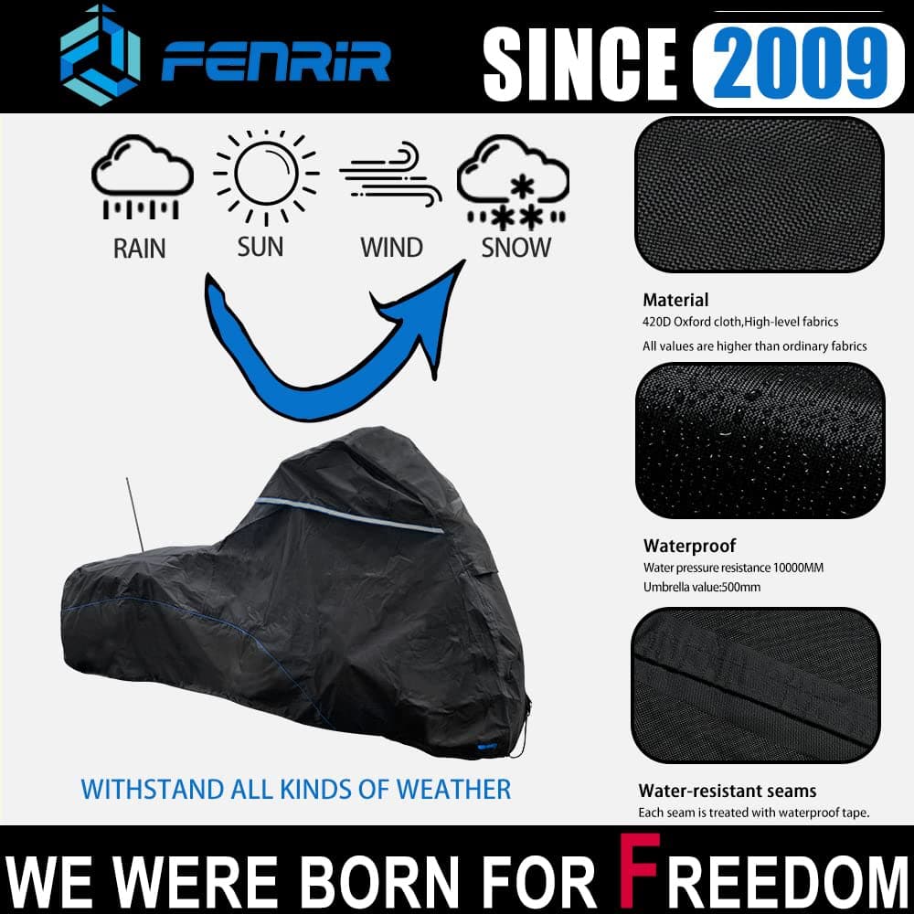 FENRIR 104" Motorcycle Cover Waterproof Outdoor Storage for Harley Davidson Street Glide Road King Road Glide Electra Glide Heritage Classic Indian Challenger Chieftain Springfield R18B Bagger Touring thumbnail 4