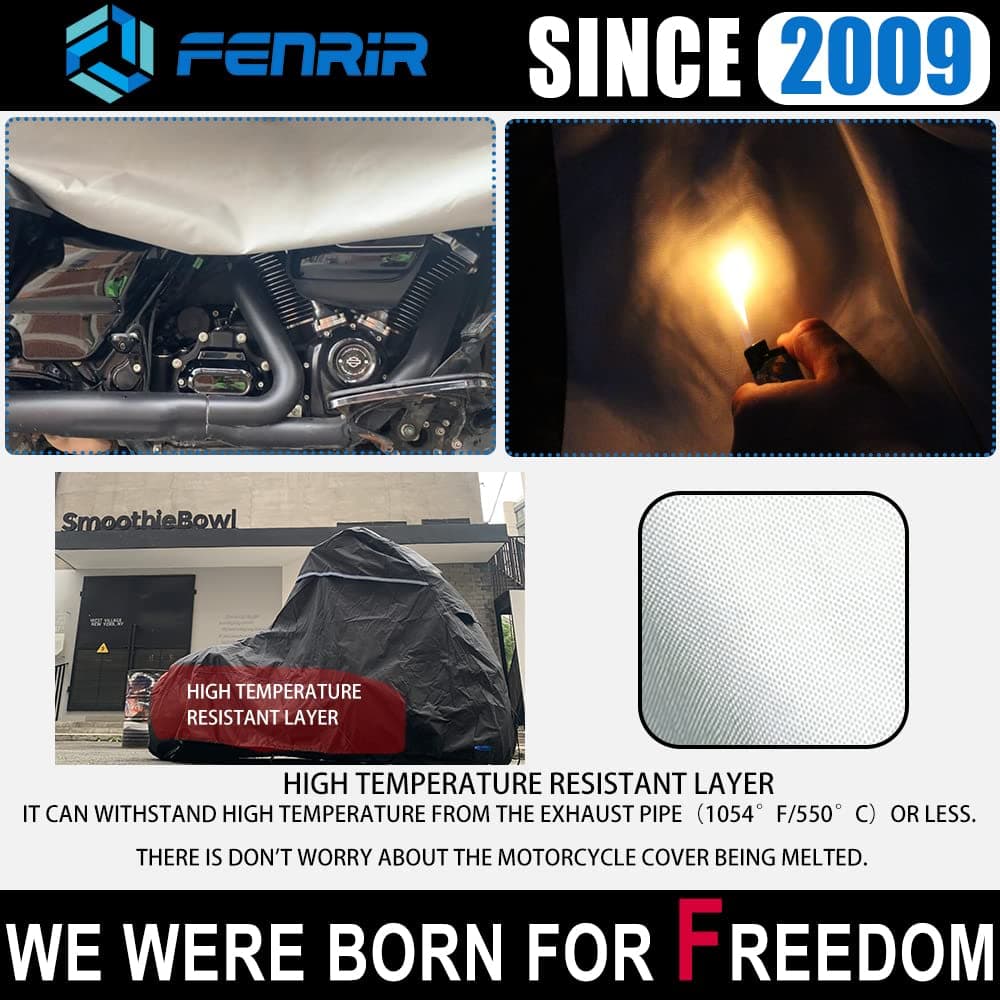 FENRIR 104" Motorcycle Cover Waterproof Outdoor Storage for Harley Davidson Street Glide Road King Road Glide Electra Glide Heritage Classic Indian Challenger Chieftain Springfield R18B Bagger Touring thumbnail 5