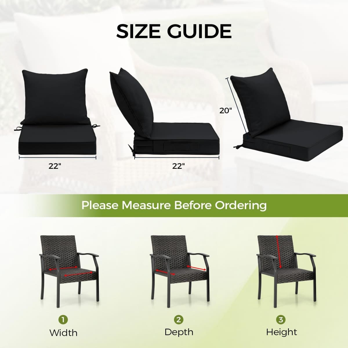 UNIKOME 24x24x4 Inch Outdoor Chair Cushions Set - Waterproof Patio Cushions for Outdoor Furniture with Removable Cover, Ties & Handle, Deep Seat Patio Cushions for Sofa Couch - Flamingos thumbnail 2