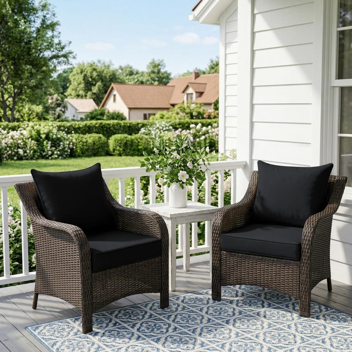 UNIKOME 24x24x4 Inch Outdoor Chair Cushions Set - Waterproof Patio Cushions for Outdoor Furniture with Removable Cover, Ties & Handle, Deep Seat Patio Cushions for Sofa Couch - Flamingos thumbnail 3