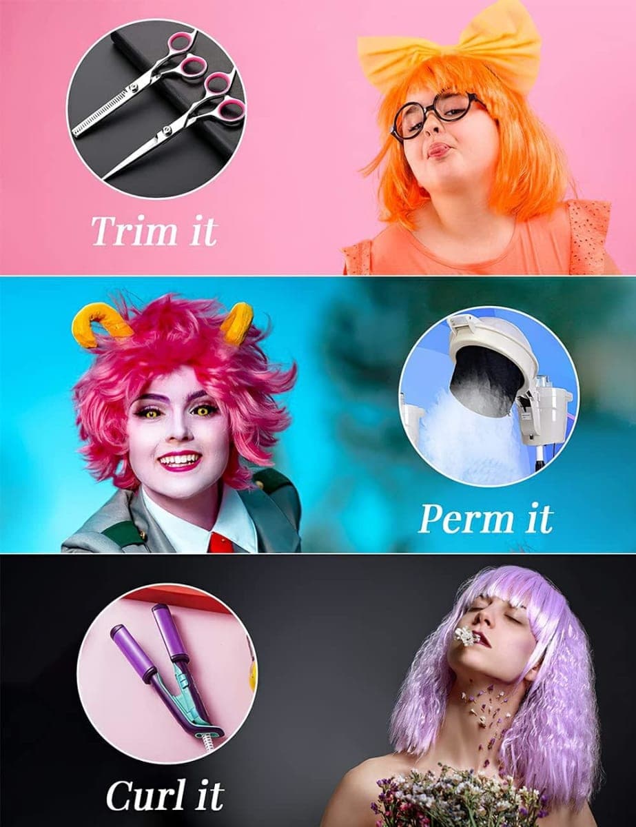 NSODREEM Purple Wig and Party Sunglasses, 12 Inch Dark Purple Bob Wigs for Women, Neon Glasses Short Wigs for Women - Bachelorette Party Wigs Decorations Favors (Purple) thumbnail 5