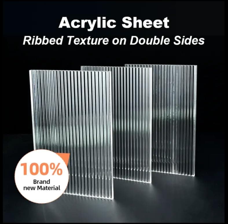 Set of 3 Decorative Extruded Clear Acrylic Sheets with Striped Texture | 1/8" Thick Ribbed Acrylic Panels for Home Decor, Display Stands, Crafts, and Signage(12" x 12") thumbnail 5