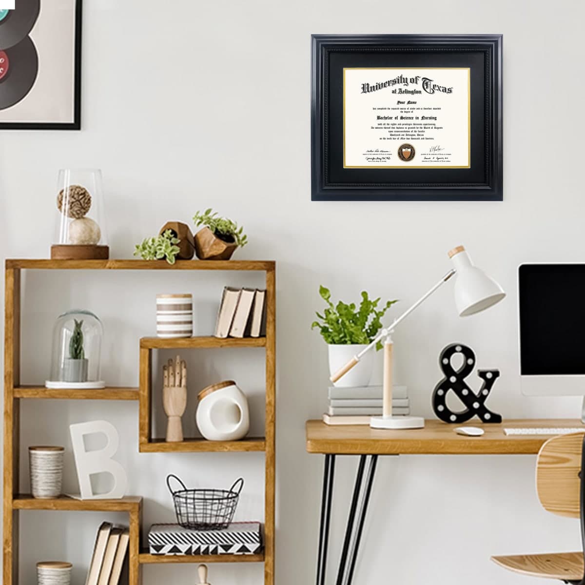 GMFrames 11x14 Diploma Degree Frame with Mat or Display 15x18 Certificates without Mat,Solid Wood,Black Finish with Intricate Black Rope Detail,UV Protection Acrylic thumbnail 2
