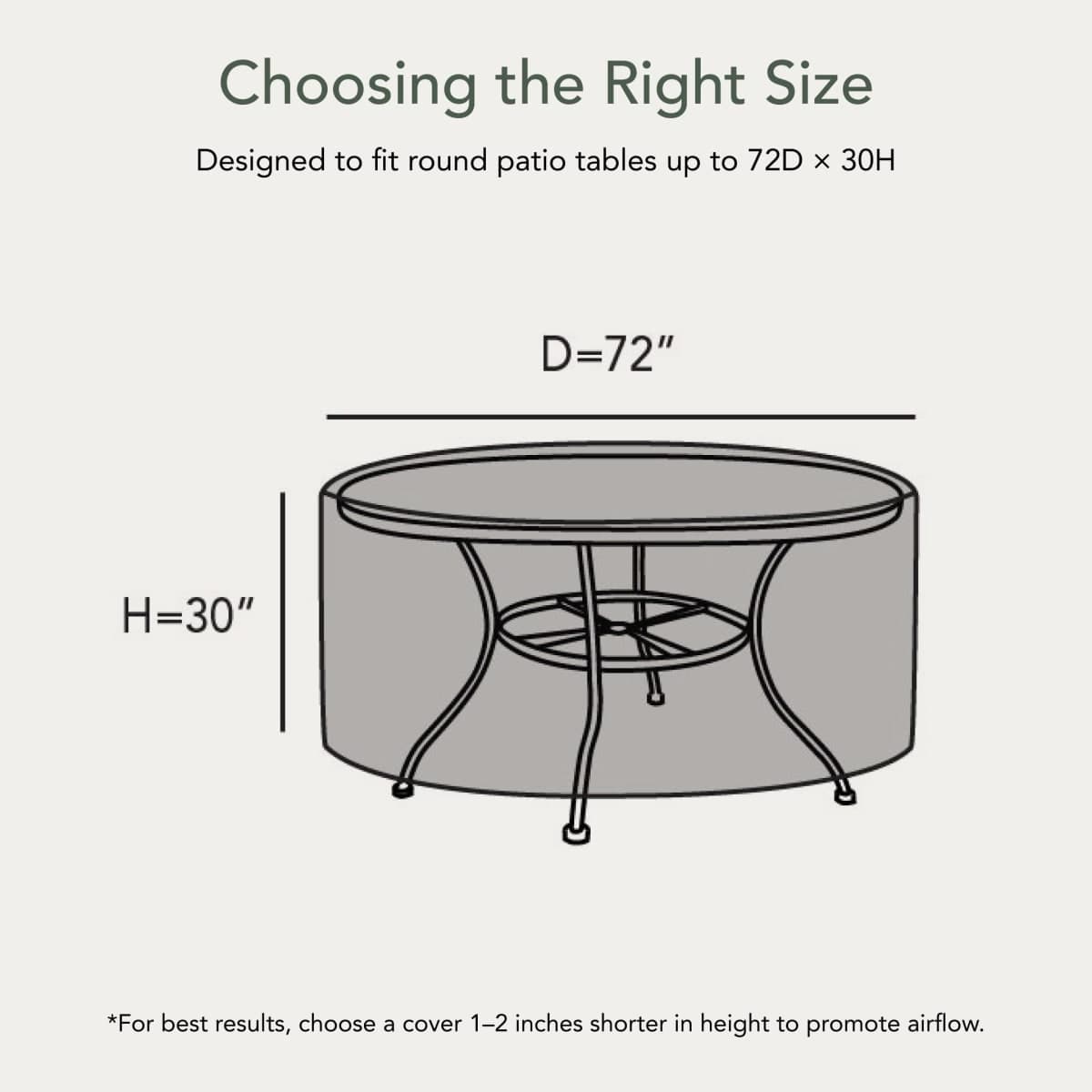 Covermates Classic Round Dining Table Cover – All-Weather Outdoor Table Protection, Water-Resistant Vinyl, Elastic Hem, Mesh Vents, Patio Furniture Cover (Tan, 72"Diameter x 30"H) thumbnail 2