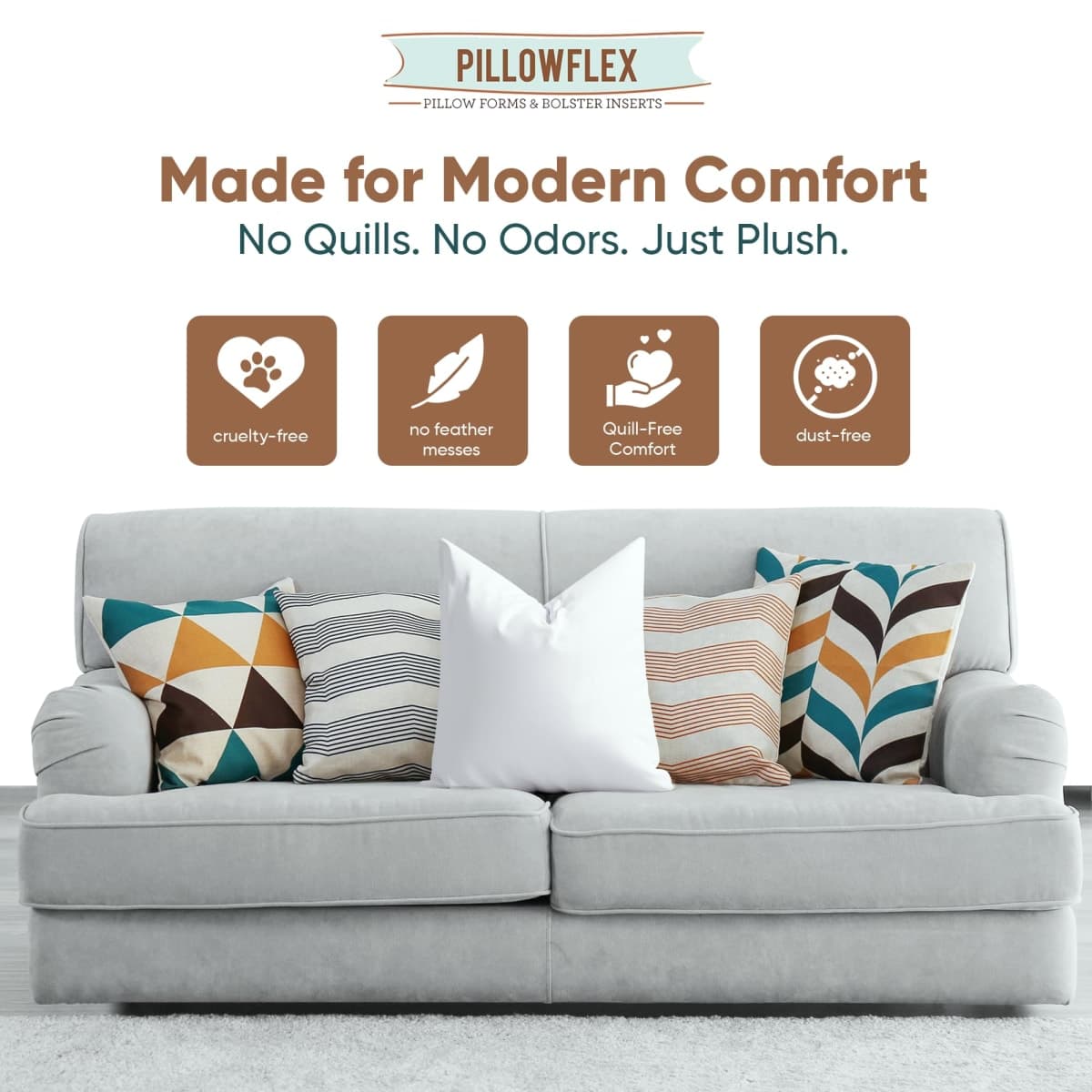Pillowflex Set of 2 Synthetic Down Alternative Pillow Inserts for Shams (20 Inch by 20 Inch) thumbnail 4