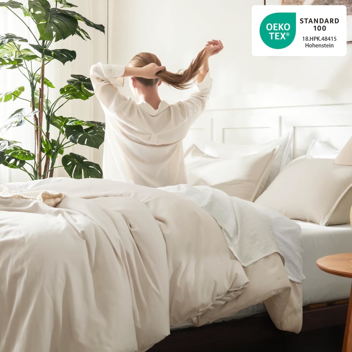 Litanika Beige Comforter Double Size, 3 Pieces Lightweight Solid Bed Set thumbnail 4