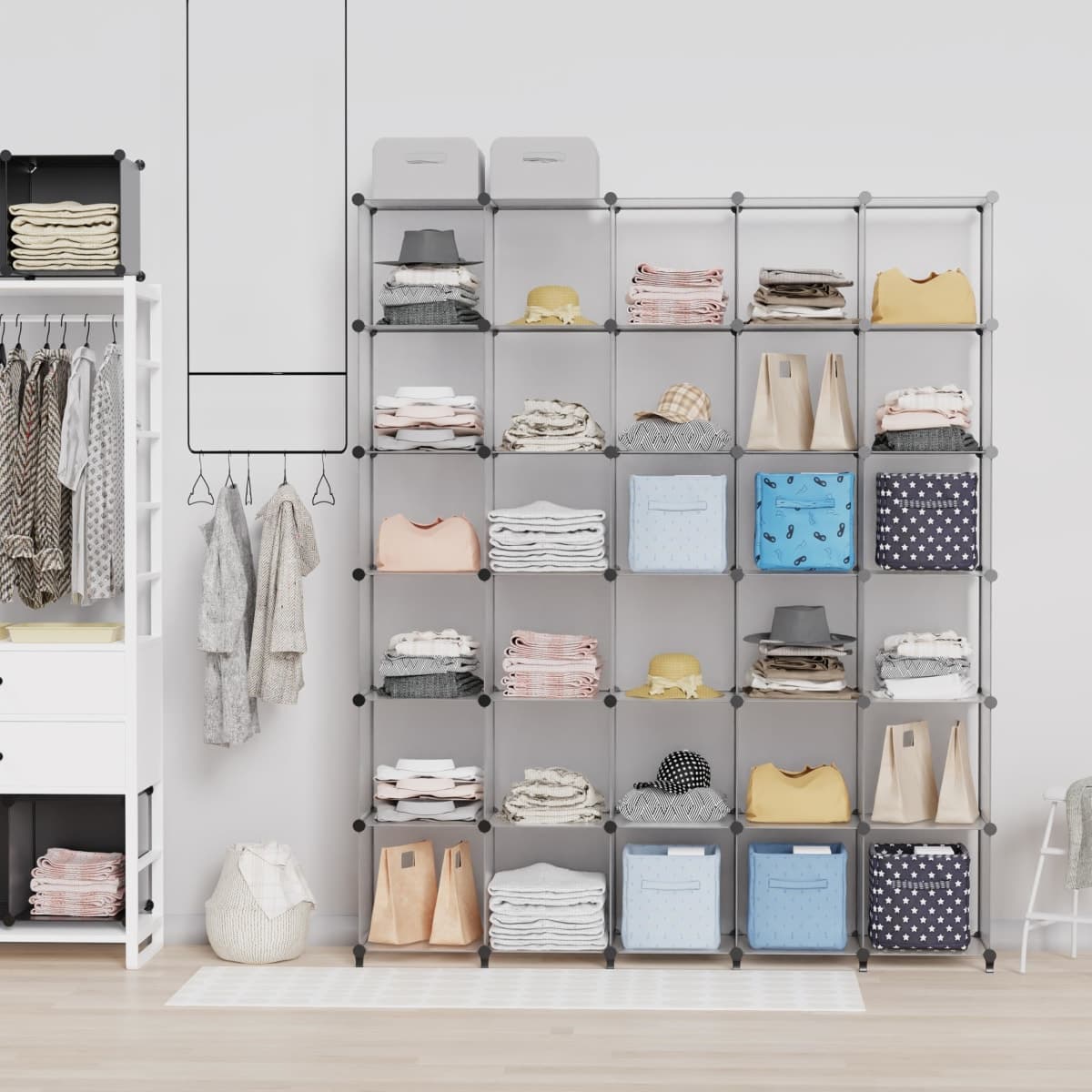 HOMIDEC Closet Organizers and Storage, 16 Cube Storage Organizer, Closet Organizer Bookshelf Cubes Shelves for Clothes, Bedroom, Kids Room, Bathroom, Wardrobe, Garment Racks, Transparent thumbnail 2