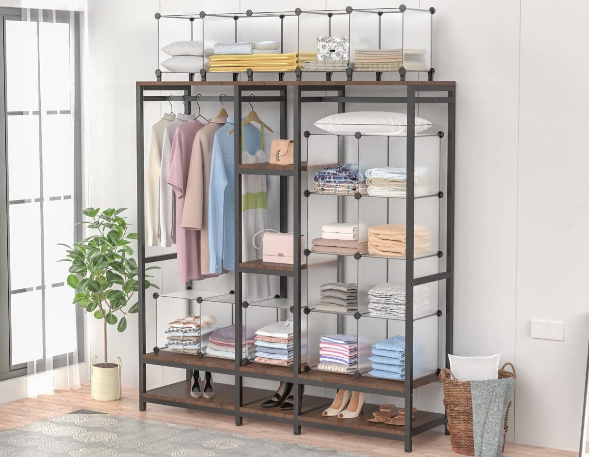 HOMIDEC Closet Organizers and Storage, 16 Cube Storage Organizer, Closet Organizer Bookshelf Cubes Shelves for Clothes, Bedroom, Kids Room, Bathroom, Wardrobe, Garment Racks, Transparent thumbnail 4