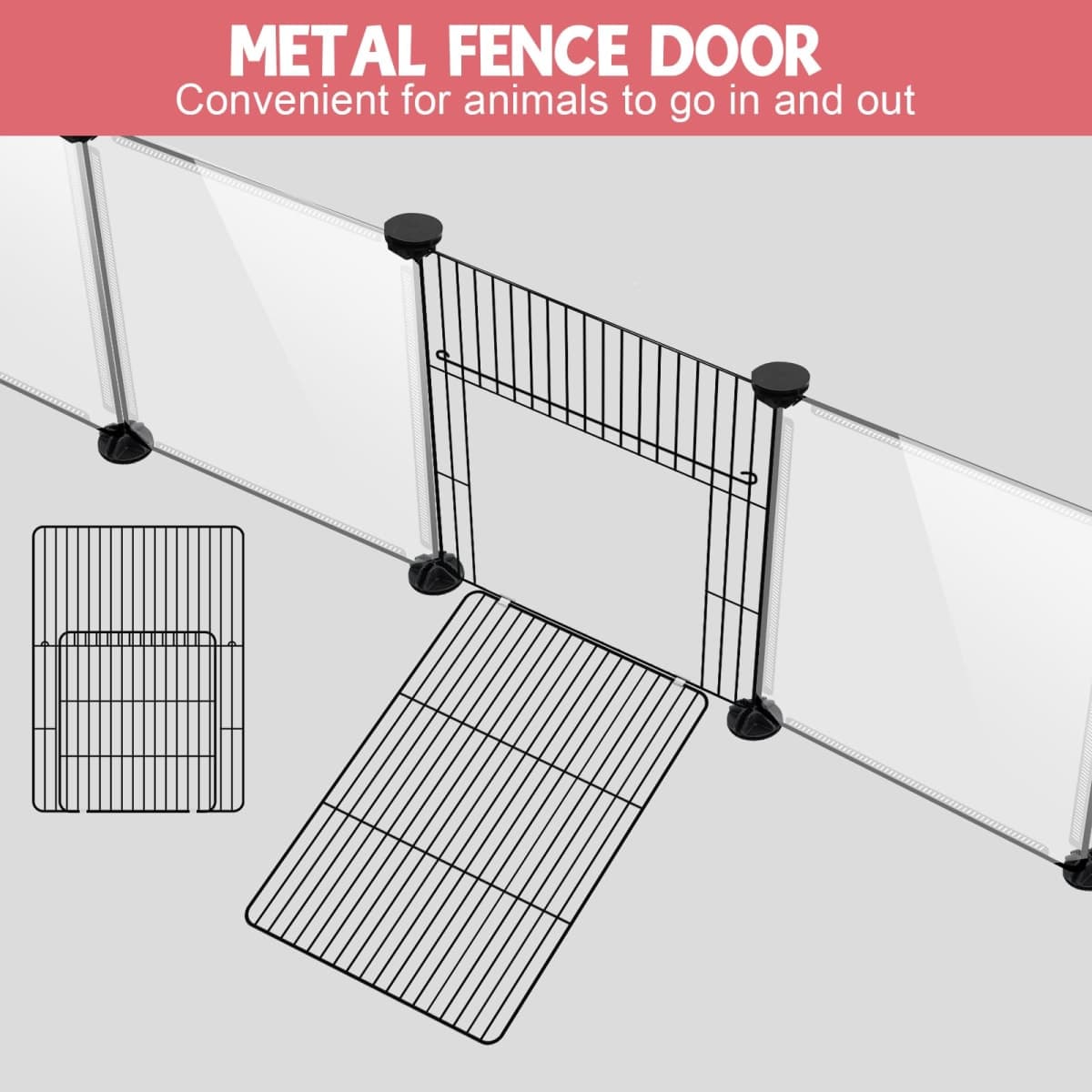 32 Panels Small Animals Playpen,Transparent Pet Playpen with Waterproof Mat, Plastic Enclosure,Puppy Play Pen,Pet Fence Yard Fence for Guinea Pigs,Bunny,Ferrets,Hamsters,Hedgehogs for Indoors Outdoor thumbnail 4