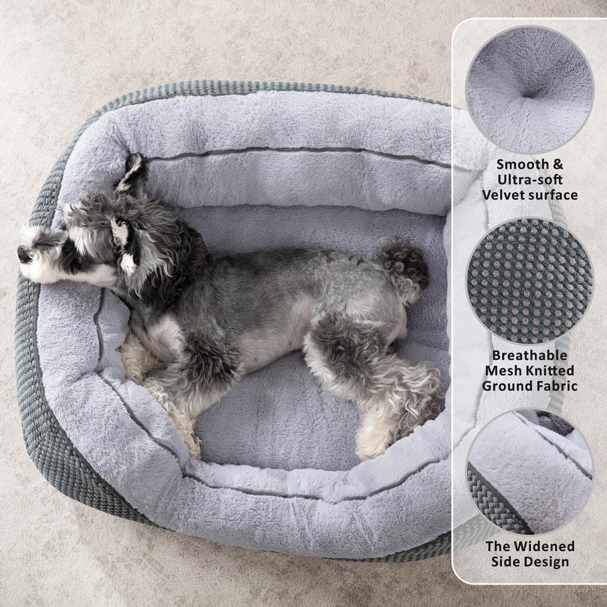 INVENHO Medium Dog Beds for Medium Dogs Washable, Rectangle Dog Bed Medium Size Dog, Orthopedic Dog Bed, Warming Soft Calming Sleeping Puppy Bed Durable Pet Bed with Anti-Slip Bottom M(30"x24"x9") thumbnail 2