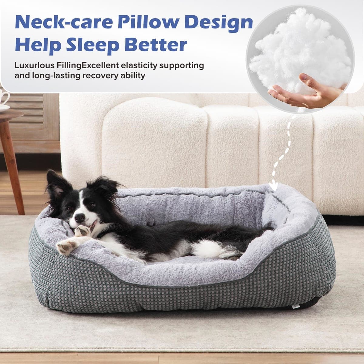 INVENHO Medium Dog Beds for Medium Dogs Washable, Rectangle Dog Bed Medium Size Dog, Orthopedic Dog Bed, Warming Soft Calming Sleeping Puppy Bed Durable Pet Bed with Anti-Slip Bottom M(30"x24"x9") thumbnail 3