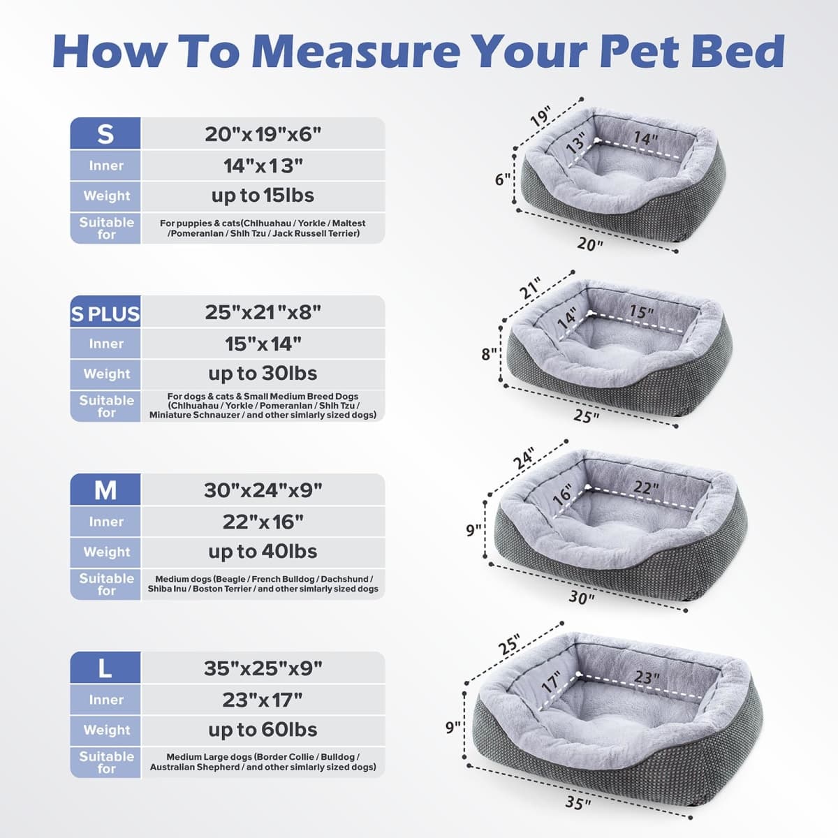 INVENHO Medium Dog Beds for Medium Dogs Washable, Rectangle Dog Bed Medium Size Dog, Orthopedic Dog Bed, Warming Soft Calming Sleeping Puppy Bed Durable Pet Bed with Anti-Slip Bottom M(30"x24"x9") thumbnail 5