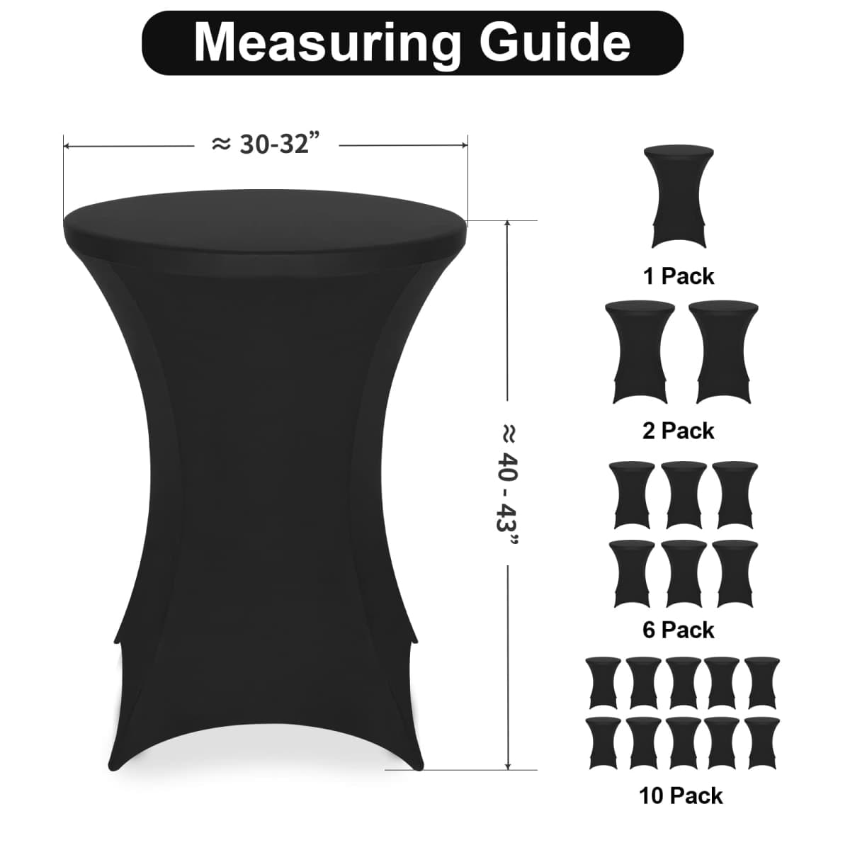 FestiCorp Small Round Tablecloth Fitted Cocktail Table Covers 32x43 Inch thumbnail 3