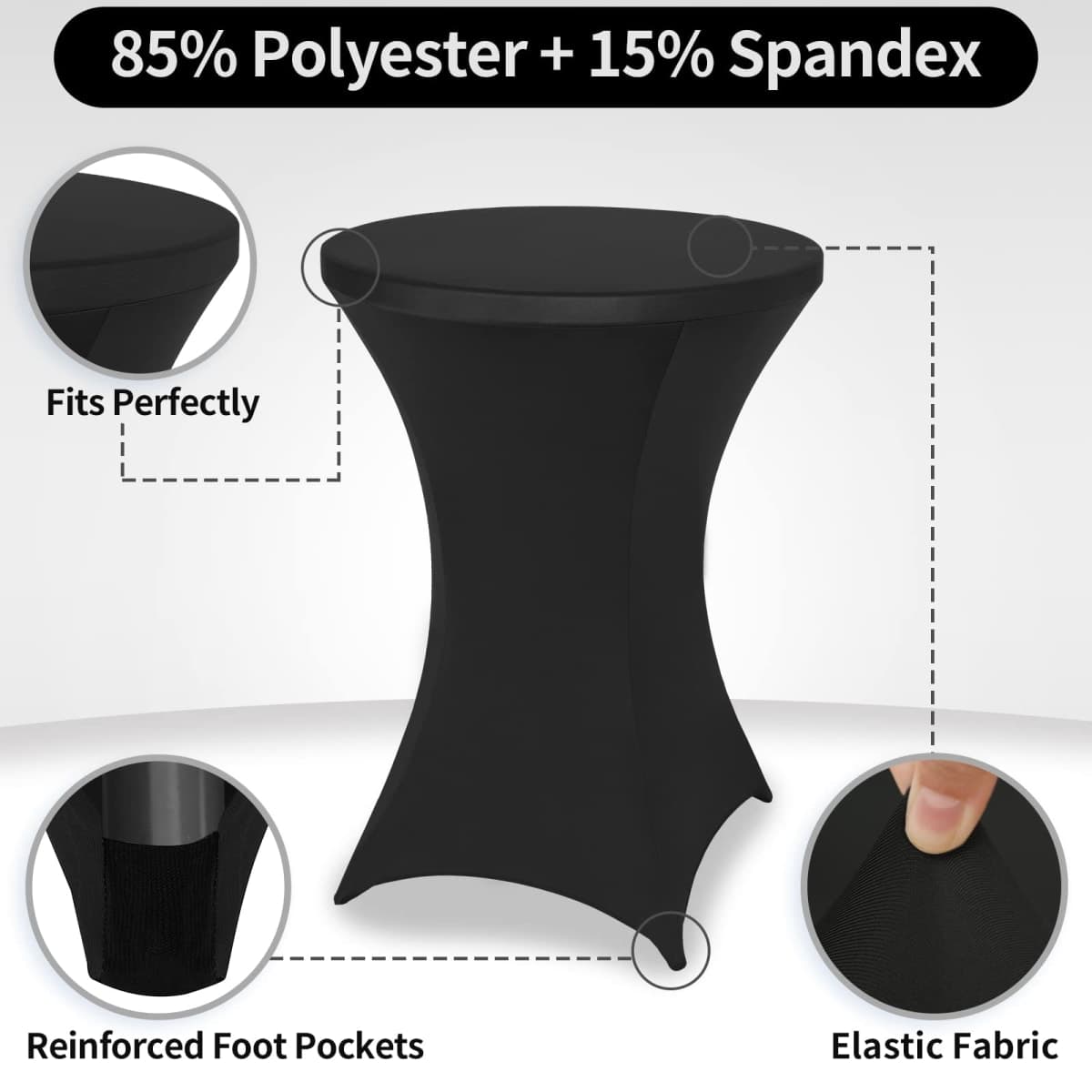FestiCorp Small Round Tablecloth Fitted Cocktail Table Covers 32x43 Inch thumbnail 4