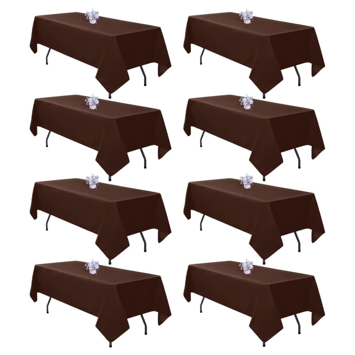 pepmily 8 Pack 60 x 126 Inch Brown Tablecloth for 8 Foot Rectangle Tables — image 1