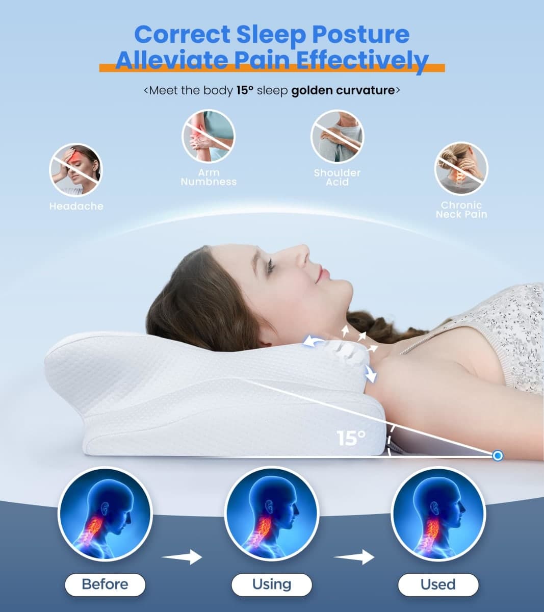 Ultra Pain Relief Cooling Pillow for Neck Support, Adjustable Cervical Pillow Cozy Sleeping, Odorless Ergonomic Contour Memory Foam Pillows, Orthopedic Bed Pillow for Side Back Stomach Sleeper thumbnail 3