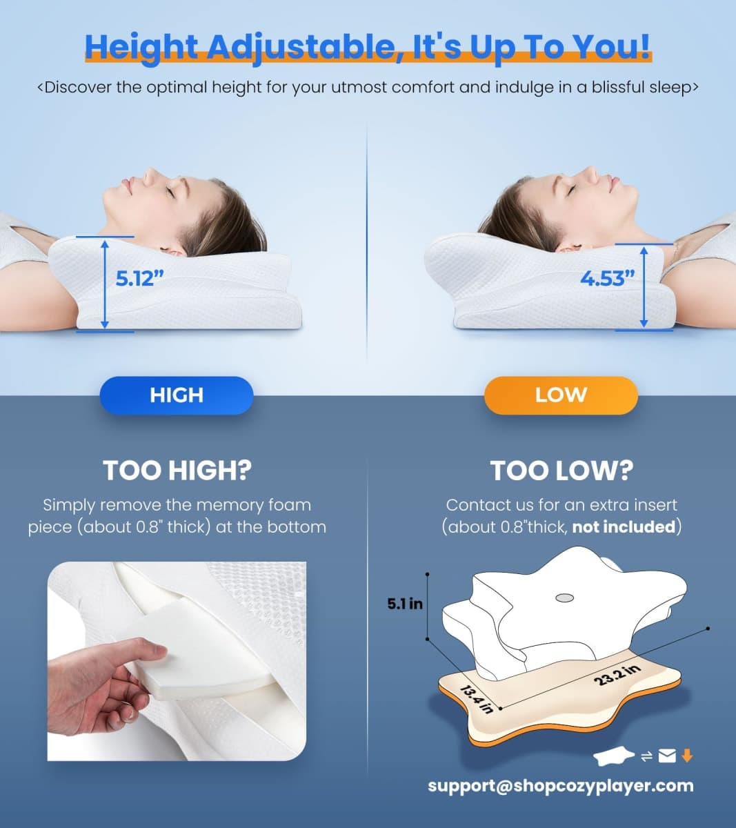 Ultra Pain Relief Cooling Pillow for Neck Support, Adjustable Cervical Pillow Cozy Sleeping, Odorless Ergonomic Contour Memory Foam Pillows, Orthopedic Bed Pillow for Side Back Stomach Sleeper thumbnail 4