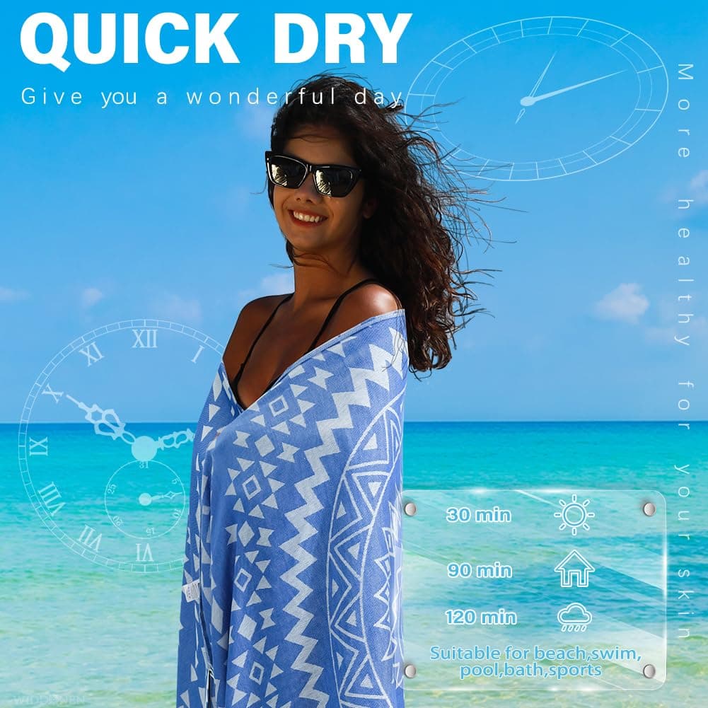 Widdonen Turkish Beach Towel Extra Large 79x36 4 Pack Quick Dry Compact thumbnail 4