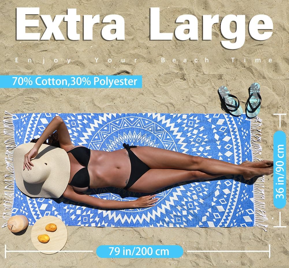 Widdonen Turkish Beach Towel Extra Large 79x36 4 Pack Quick Dry Compact thumbnail 5