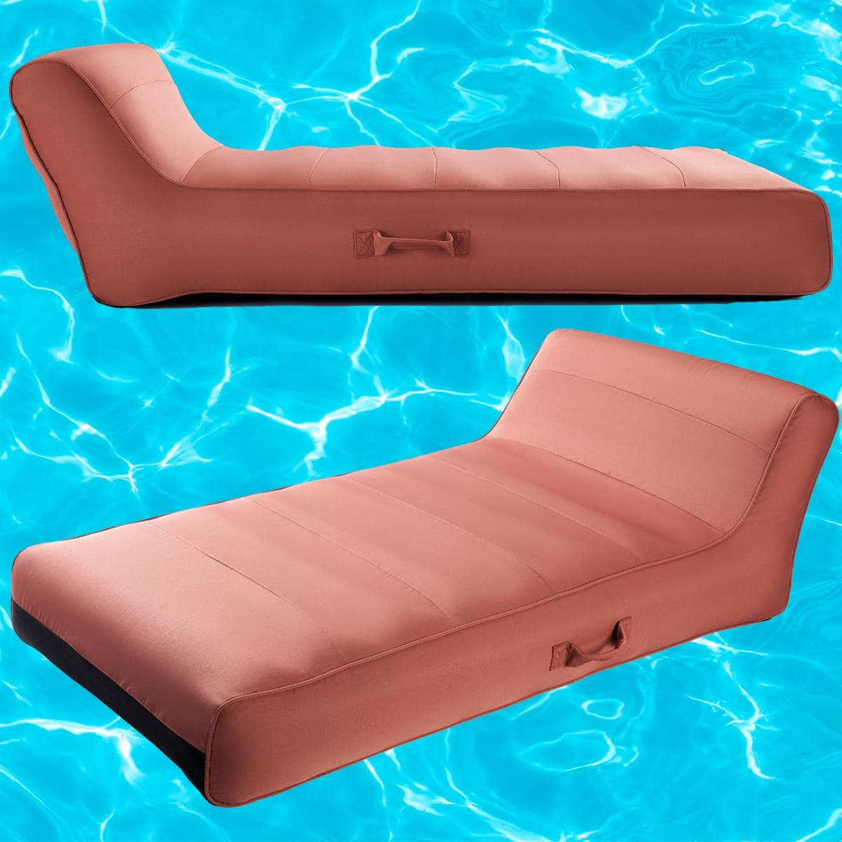 Upholstered Stylish Pool Float Lounger Recliner, Large Floating Chair & Backrest, Heavy Duty Lake, Beach, Adults & Kids - Comfortable Tube, Durable Water Floaty Tanning Lounge - Terracotta thumbnail 2