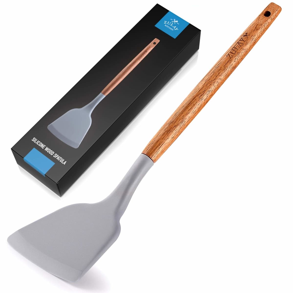 Zulay Premium Silicone Spatula (12.5 inch) - Flexible & Heat Resistant Rubber Spatula - Non-stick & Non-scratch Spatula Silicone With Acacia Wood Handle