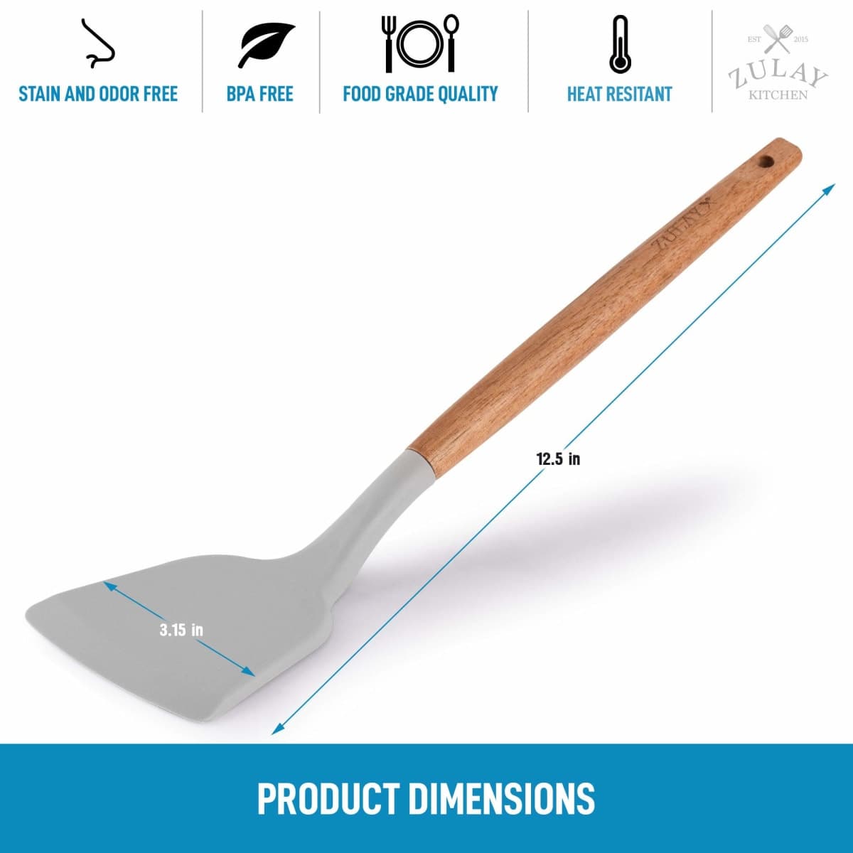 Zulay Premium Silicone Spatula (12.5 inch) - Flexible & Heat Resistant Rubber Spatula - Non-stick & Non-scratch Spatula Silicone With Acacia Wood Handle thumbnail 3