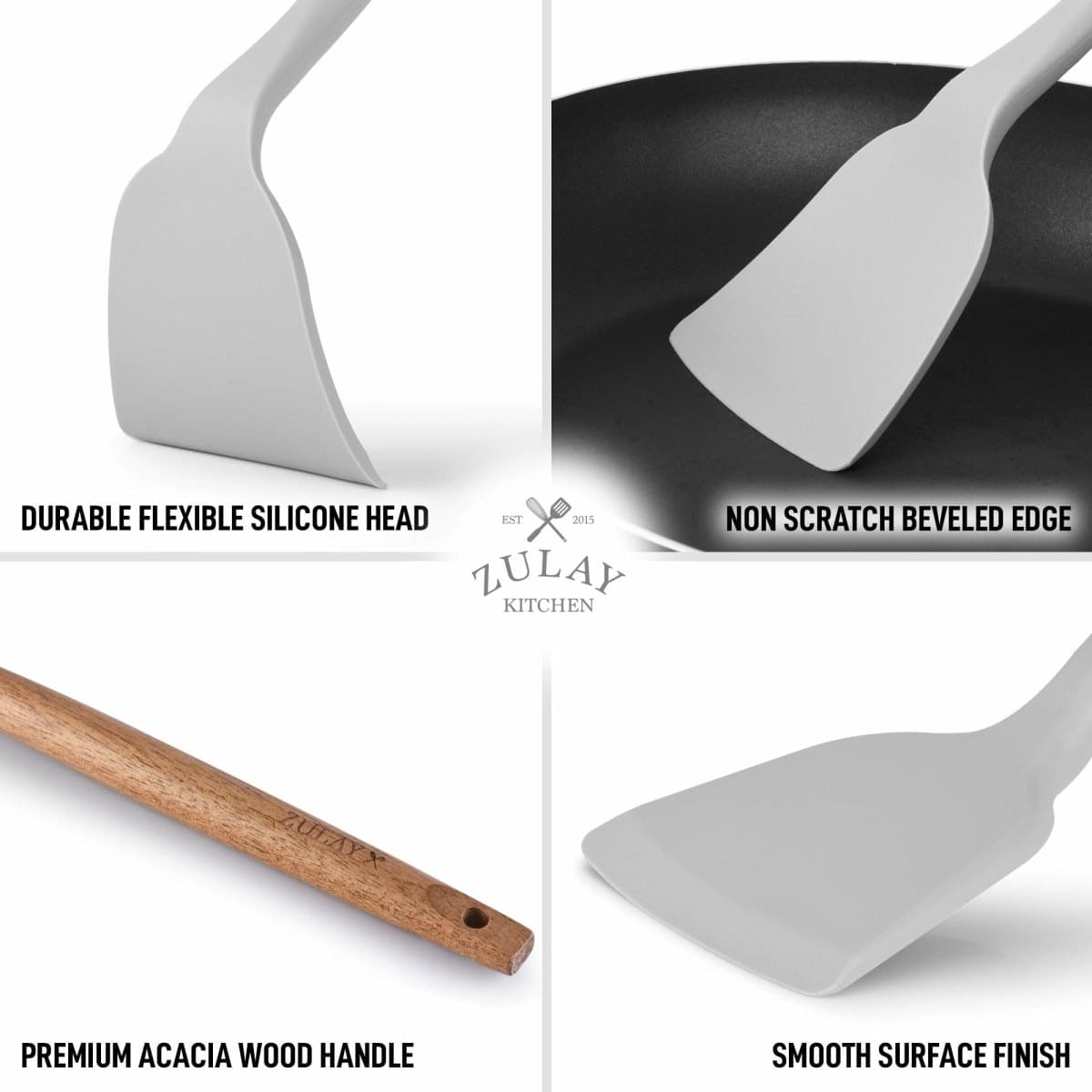 Zulay Premium Silicone Spatula (12.5 inch) - Flexible & Heat Resistant Rubber Spatula - Non-stick & Non-scratch Spatula Silicone With Acacia Wood Handle thumbnail 4