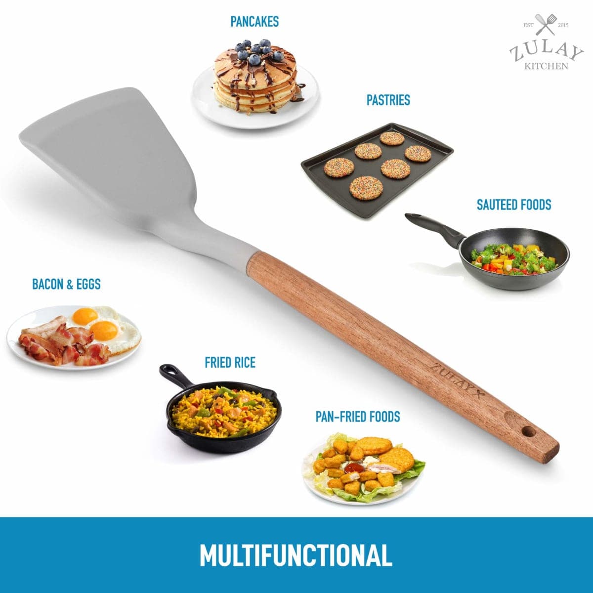 Zulay Premium Silicone Spatula (12.5 inch) - Flexible & Heat Resistant Rubber Spatula - Non-stick & Non-scratch Spatula Silicone With Acacia Wood Handle thumbnail 5