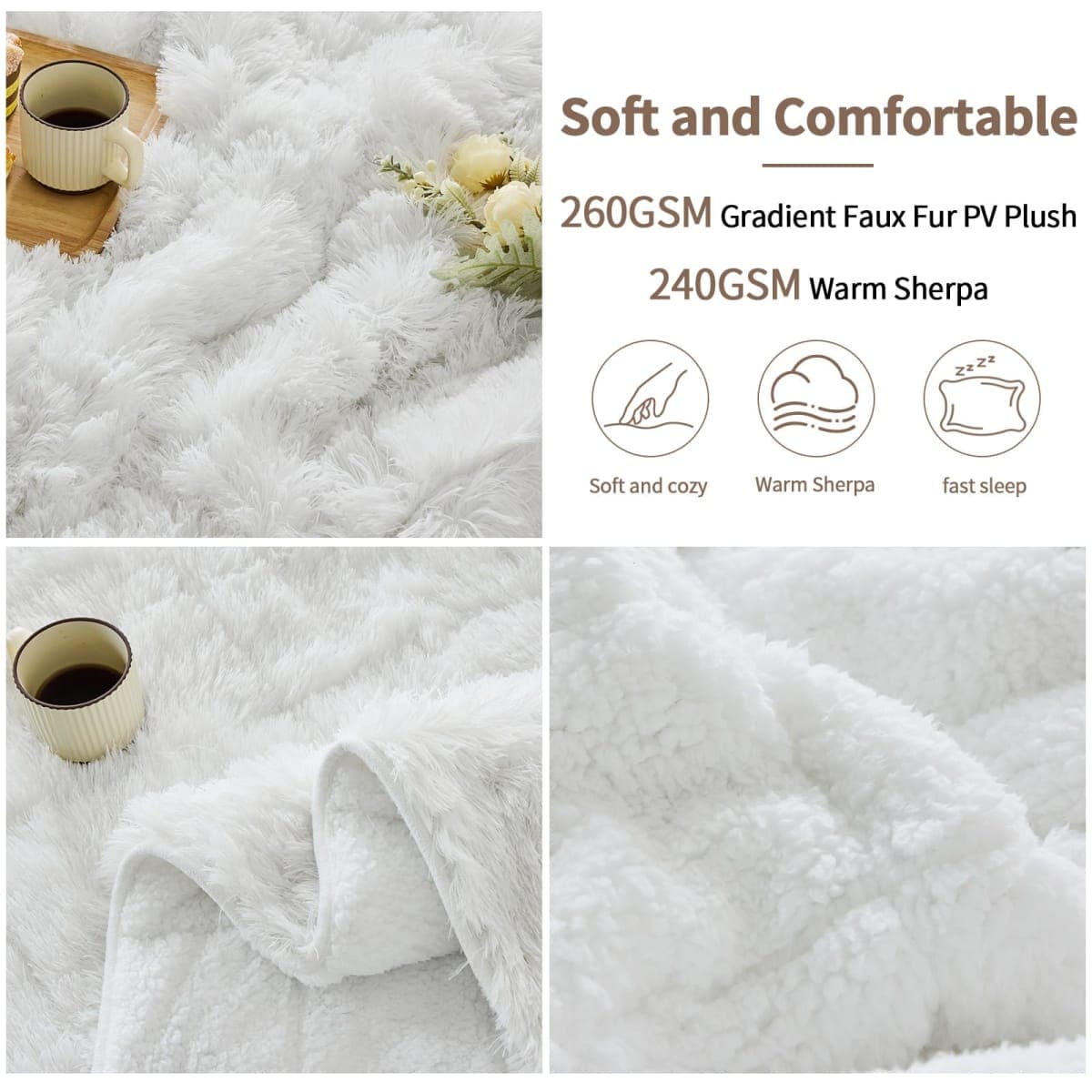 yescool Weighted Blanket for Adults (20 lbs, 60" x 80", Snow-White) Cooling Heavy Blanket for Sleeping Perfect for 140-160 lbs, Queen Size Faux Fur Blanket with Premium Glass Bead, Machine Washable thumbnail 3