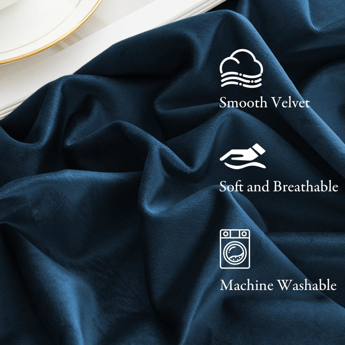 KGORGE Velvet Curtains Navy Blue Blackout 108 inches 2 Panels for Bedroom thumbnail 2