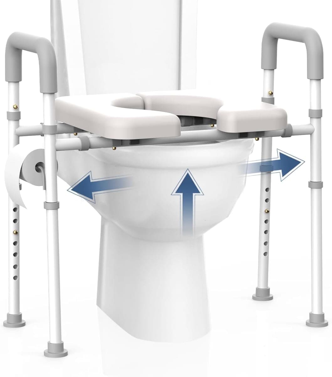 Raised Toilet Seat with Handles - Toilet Seat Riser for Seniors with Adjustable Width & Height, 400 lbs Elevated Toilet Seat Riser for Handicap, Disabled and Pregnant, Fit Any Toilet-Grey — image 1