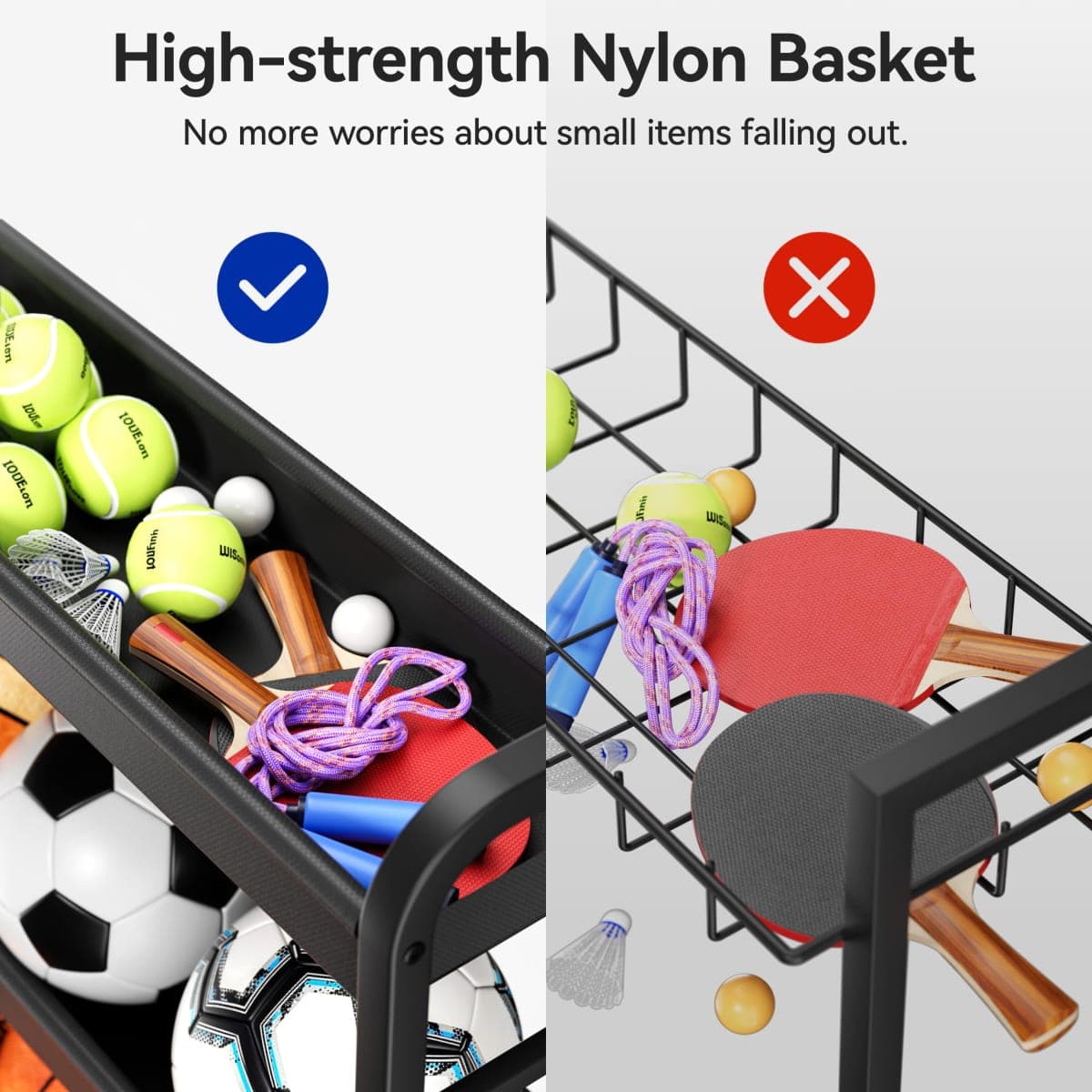 Sports Equipment Organizer, Rolling Ball Storage Cart thumbnail 4
