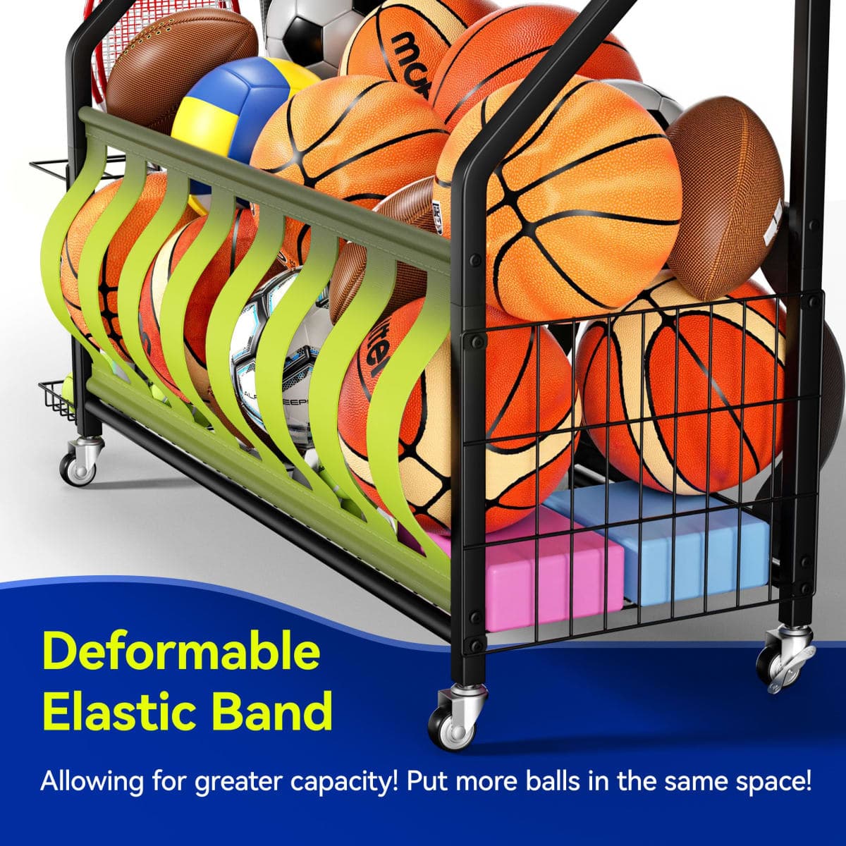 Sports Equipment Organizer, Rolling Ball Storage Cart thumbnail 5