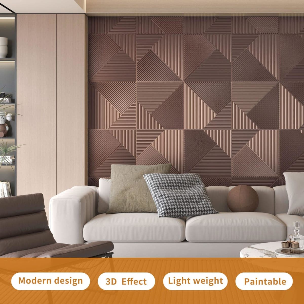 WOWSTAR Antique Copper 3D Slat Wall Panels, 12-Pack, 19.7"x19.7" thumbnail 2