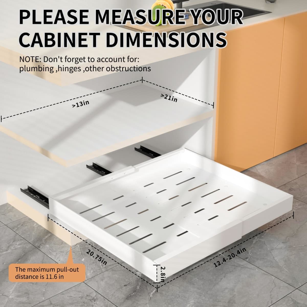 2Pack Pull Out Cabinet Organizer,Expandable Sliding Drawer for Kitchen thumbnail 3