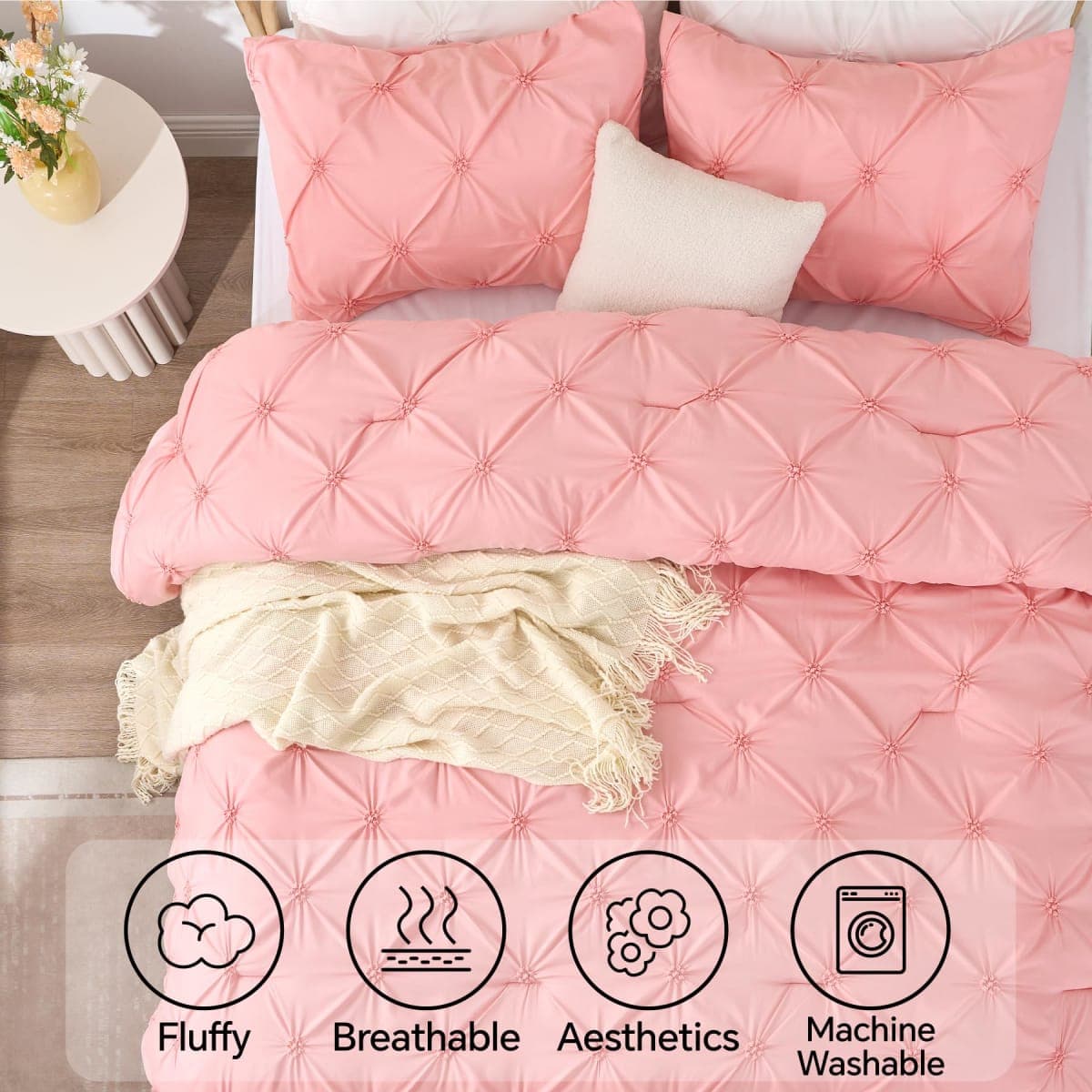 BEDELITE Pink King Comforter Set Pink,Fluffy & Soft Comforter thumbnail 5
