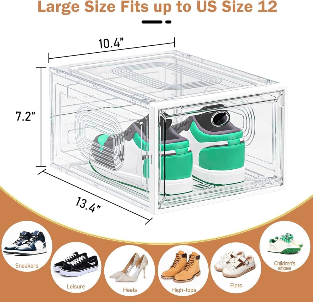 caktraie 10 Pack Thicken Shoe Organizer Stackable,Upgraded Sturdy Shoe Storage Box with Magnetic Door,Shoe Containers For Sneaker Display,Hat Organizer,White thumbnail 2