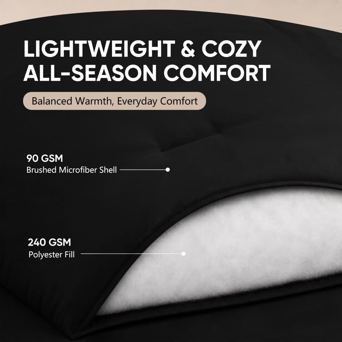 HIMEET Queen Comforter Set, 7-Piece Point-Quilted Bed in a Bag Black thumbnail 3