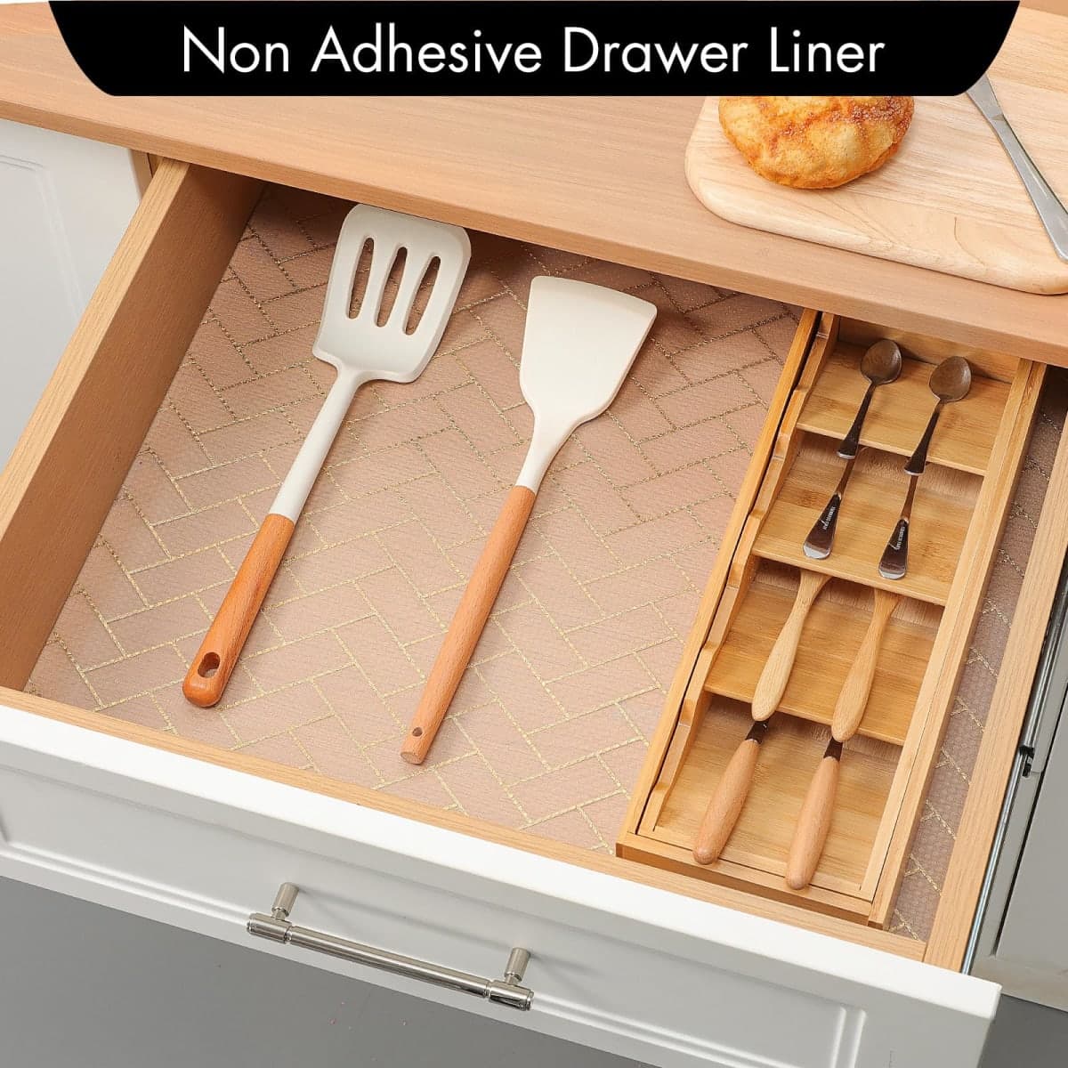 Cooyes Shelf Liner for Kitchen Cabinets – Non-Adhesive Waterproof Drawer Liner – Durable EVA Material Easy-to-Cut Shelf Paper for Refrigerator, Cupboard, Dresser with Modern Pattern thumbnail 2