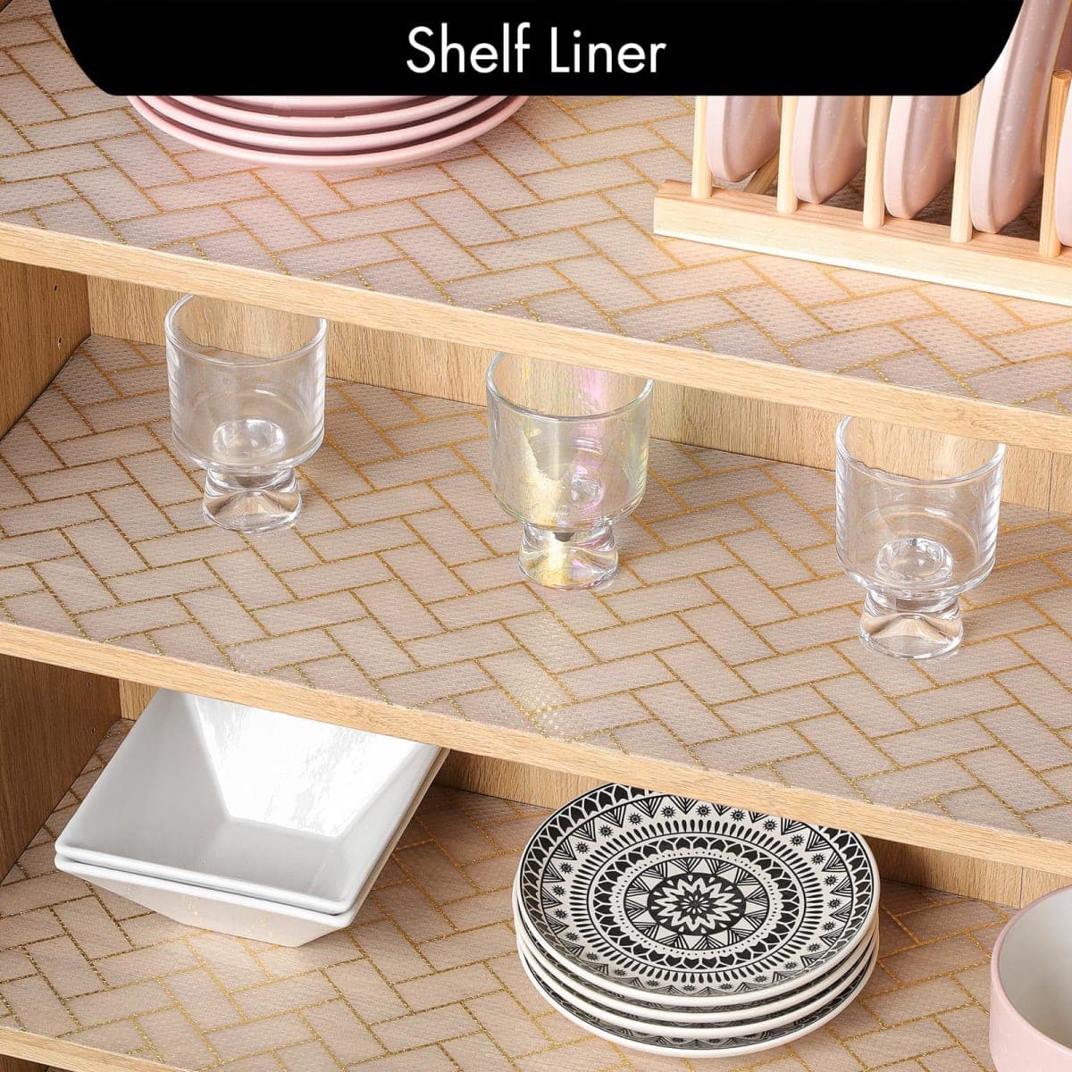 Cooyes Shelf Liner for Kitchen Cabinets – Non-Adhesive Waterproof Drawer Liner – Durable EVA Material Easy-to-Cut Shelf Paper for Refrigerator, Cupboard, Dresser with Modern Pattern thumbnail 3