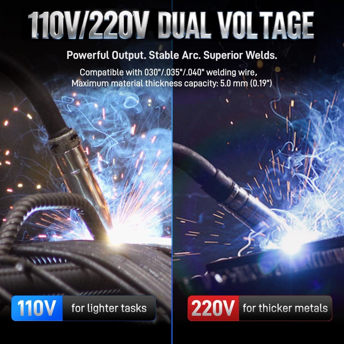 ANDELI 110V/220V MIG Welder 135A, Pulse Flux Core/Lift TIG/Stick 3-in-1 thumbnail 2